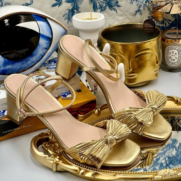 🆕 LOEFFLER RANDALL 🧿 NWOT Kimora Metallic Bow Ankle Strap Sandals, Gold Sz 7.5 - Picture 12 of 13